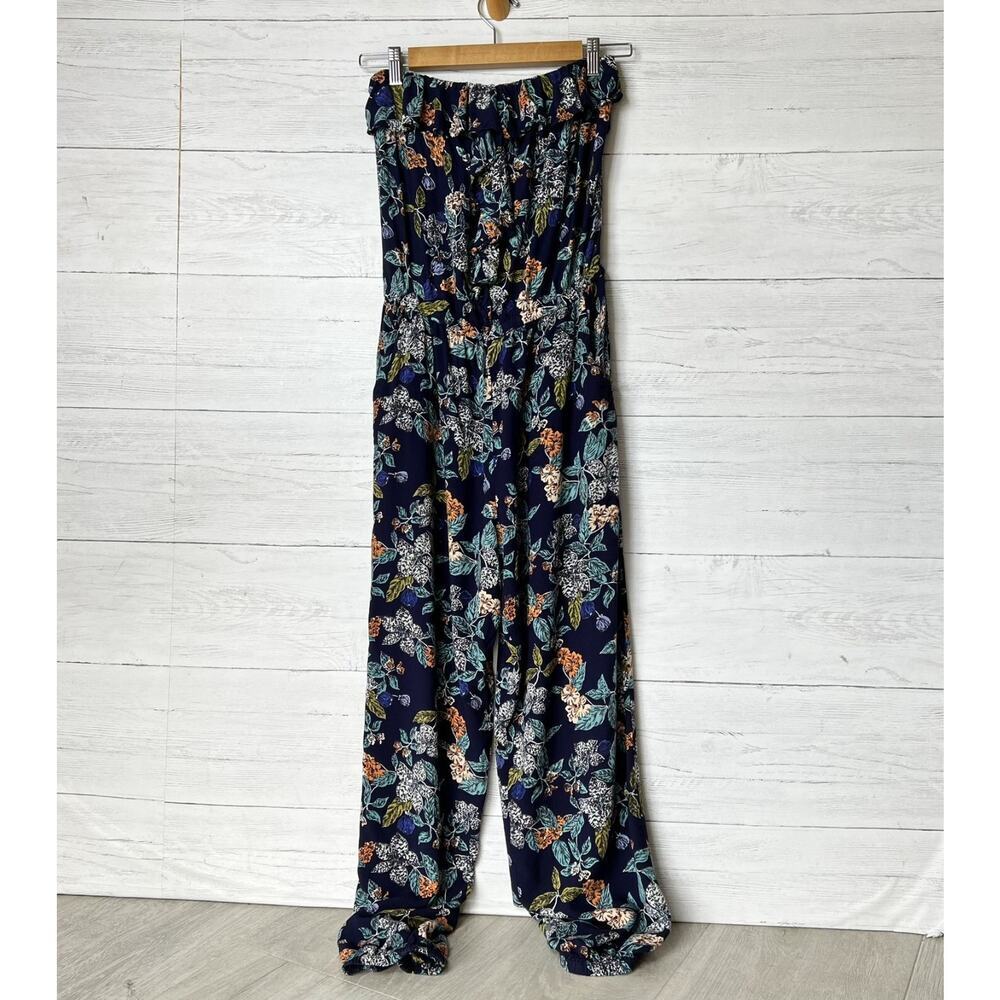 Angie Jumpsuit Womens Size Small Colorful Floral Ruffles Strapless Summertime
